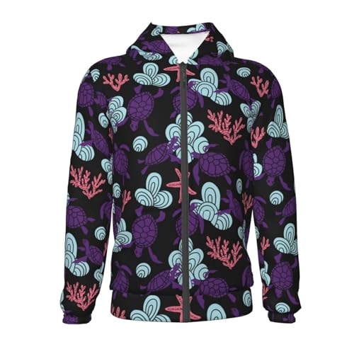 Ornamental Turtles Kid Hoodies Boys Zip Up Sweatshirts Girls Pullover with Pocket2