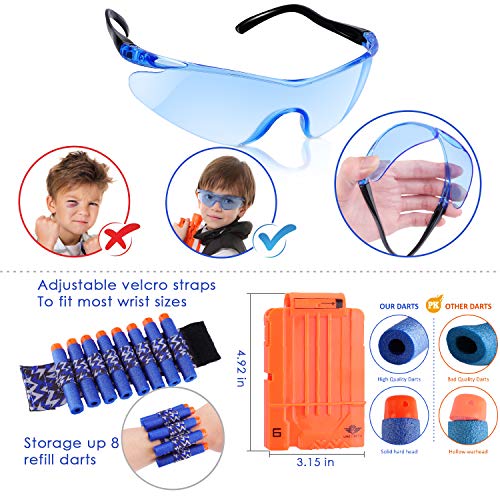 UWANTME Detachable Tactical Vest Kits for Nerf Guns N-Strike Elite Series with Refill Darts-Dart Pouch-Reload Clips-Tactical Mask-Wrist Band and Protective Glasses for Kids - Thumbnail 6