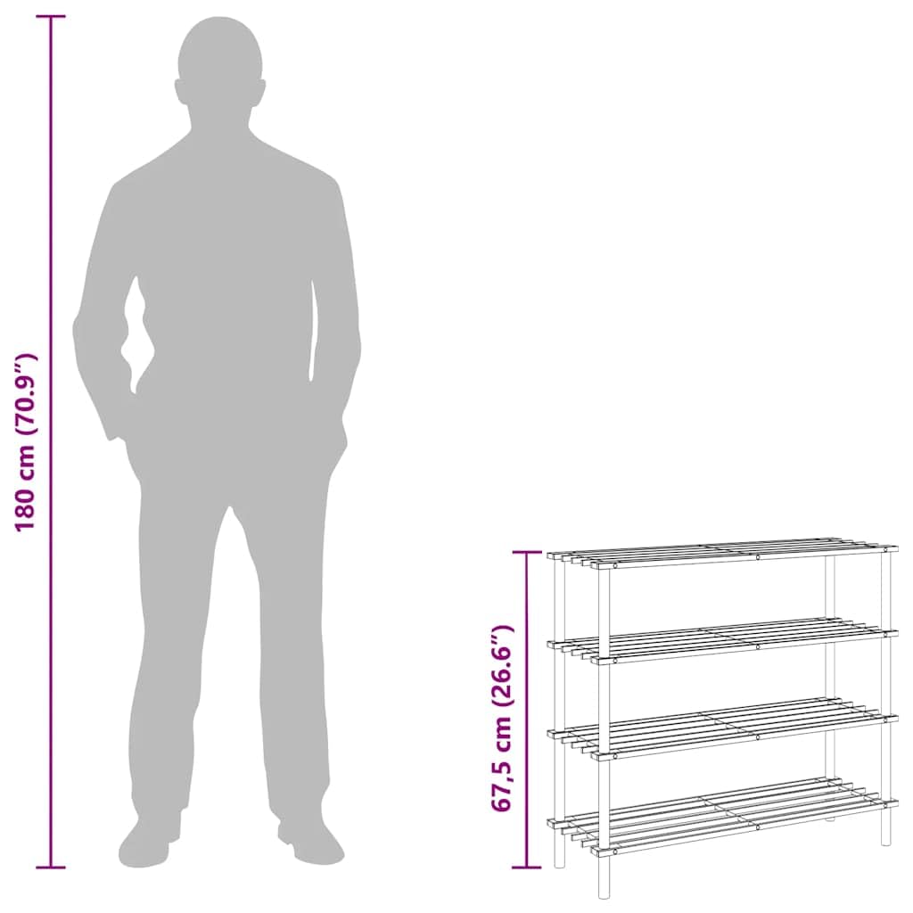 Schuhregal mit 4 Böden aus Massivholz Tanne 2 Stück platzsparende Schuhablage für Flur, Diele, Eingangsbereich, Schlafzimmer, robuste Schuhschrank, stapelbar, einfach zu montieren
