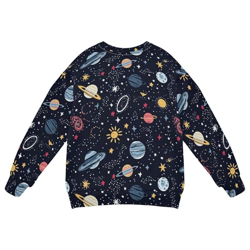 JUNZAN Cartoon Starry Sky Cosmic Planets Kids Girls Hooded Sweatshirt Crewneck Sweatshirts for Boys Party 4T2