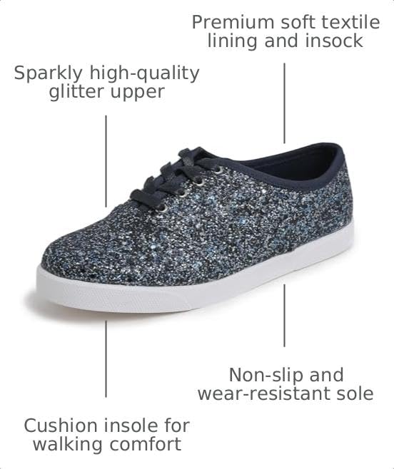 Image of FEVERSOLE Women's Fashion Dress Sneakers Party Bling Casual Flats Embellished Shoes