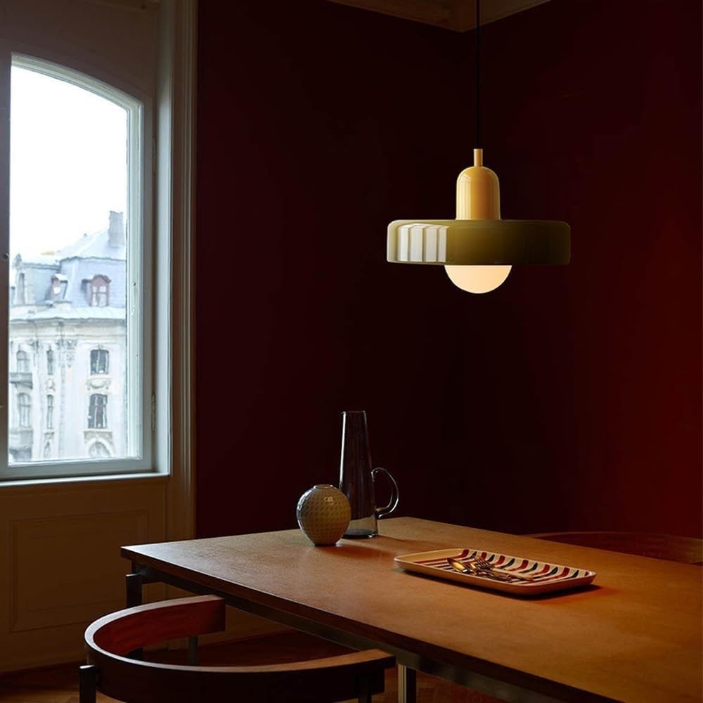 YYQBY Lampe Suspendue du Milieu du siècle en Verre Vert rétro, luminaire Suspendu de Ferme, Grand Plafond, évier de Cuisine, Lustre Moderne Nordique pour Chambre à Coucher, Salle à