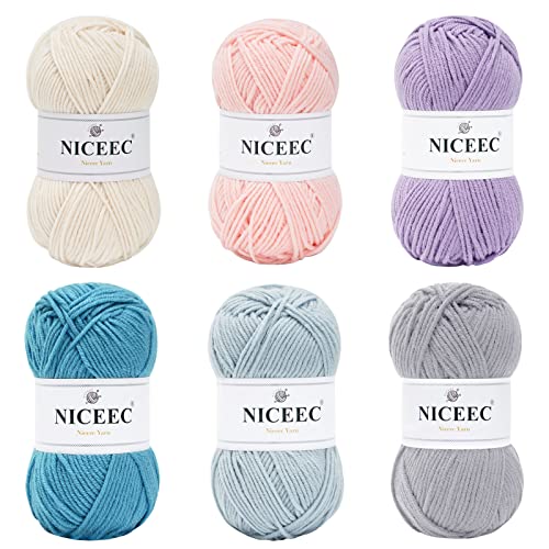 Image of NICEEC 300g Soft Assorted Colors Yarn - Sport Weight,100% Acrylic, 4 Ply, Bonbons Yarn for Crochet & Knit, DIY Project Starter Kit for Kids or Adults(Total 870yds) - Series 9