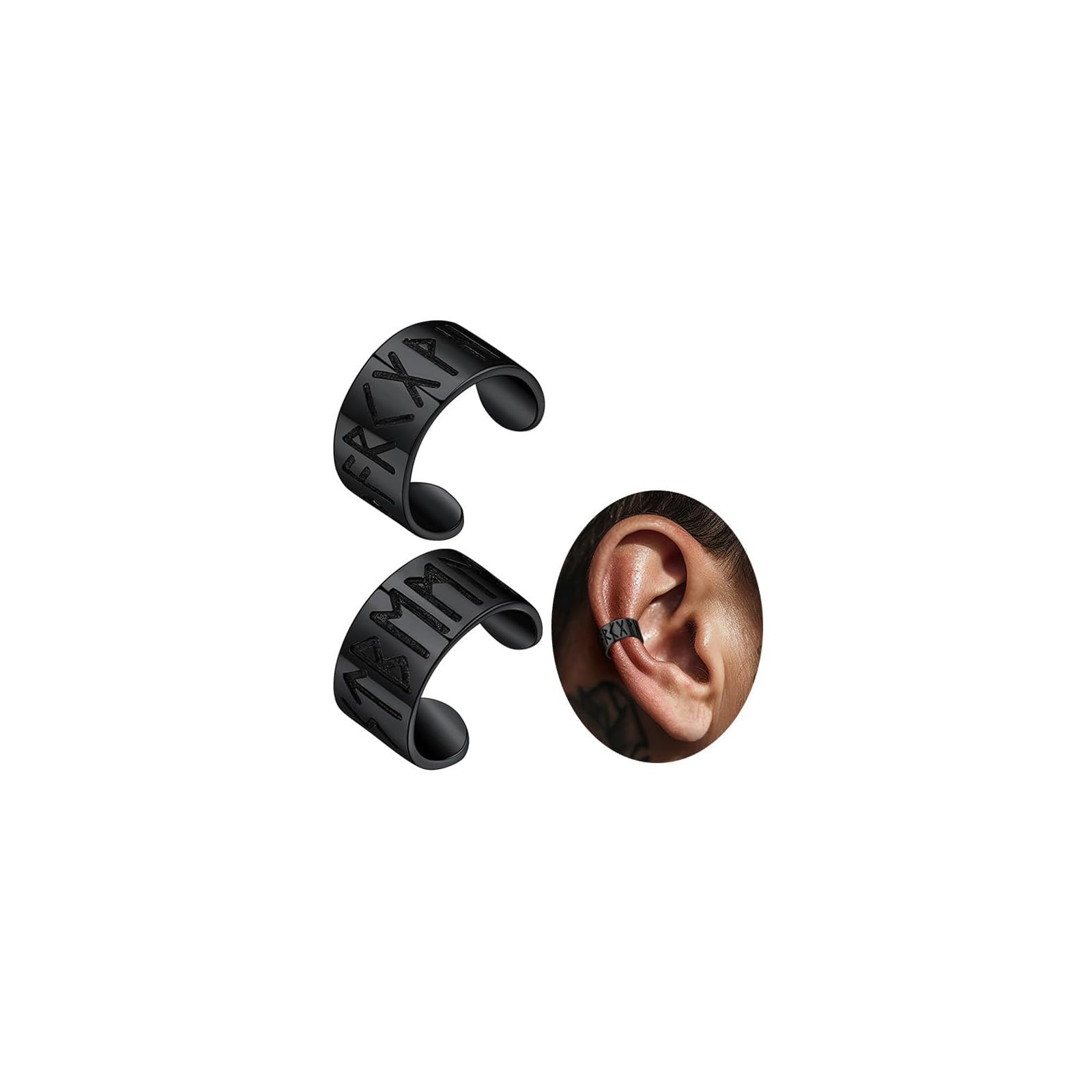 Ear Cuff for Men, Punk Style Spiral Cartilage Clip Set Two Pieces, Viking Inspired Earrings for Modern Style, Adjustable Fit for Comfortable Wear-image-29