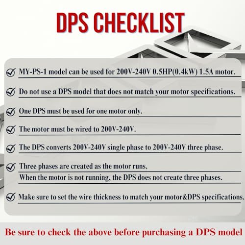 Image of DPS Single to 3 Phase Converter, My-PS-1 Model is Used for a 0.5HP(0.4kW) 1.5Amps 200-240V 3 Phase Motor, Input /Output 200V-240V, UL /CE Certified