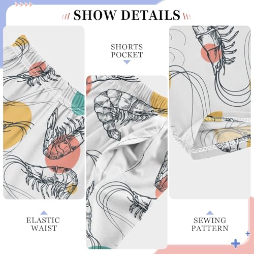 ZZXXB Shrimp and Polka Dot Boys Long Pants Soft Trousers Elastic Waist Kids Lounge Bottoms with Pockets S-XL4