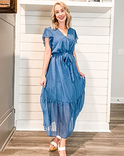Image of BTFBM Women Summer Bohemian Floral Casual Wrap V Neck Ruffle Cap Sleeveless Belt A-Line Pleated Hem Midi Sun Dress White