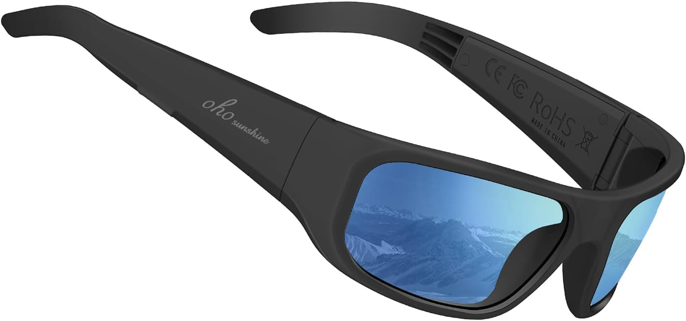 OhO Smart Glasses,Polarized Sunglasses with Bluetooth Speaker,Athletic/Outdoor UV Protection and Voice Control,