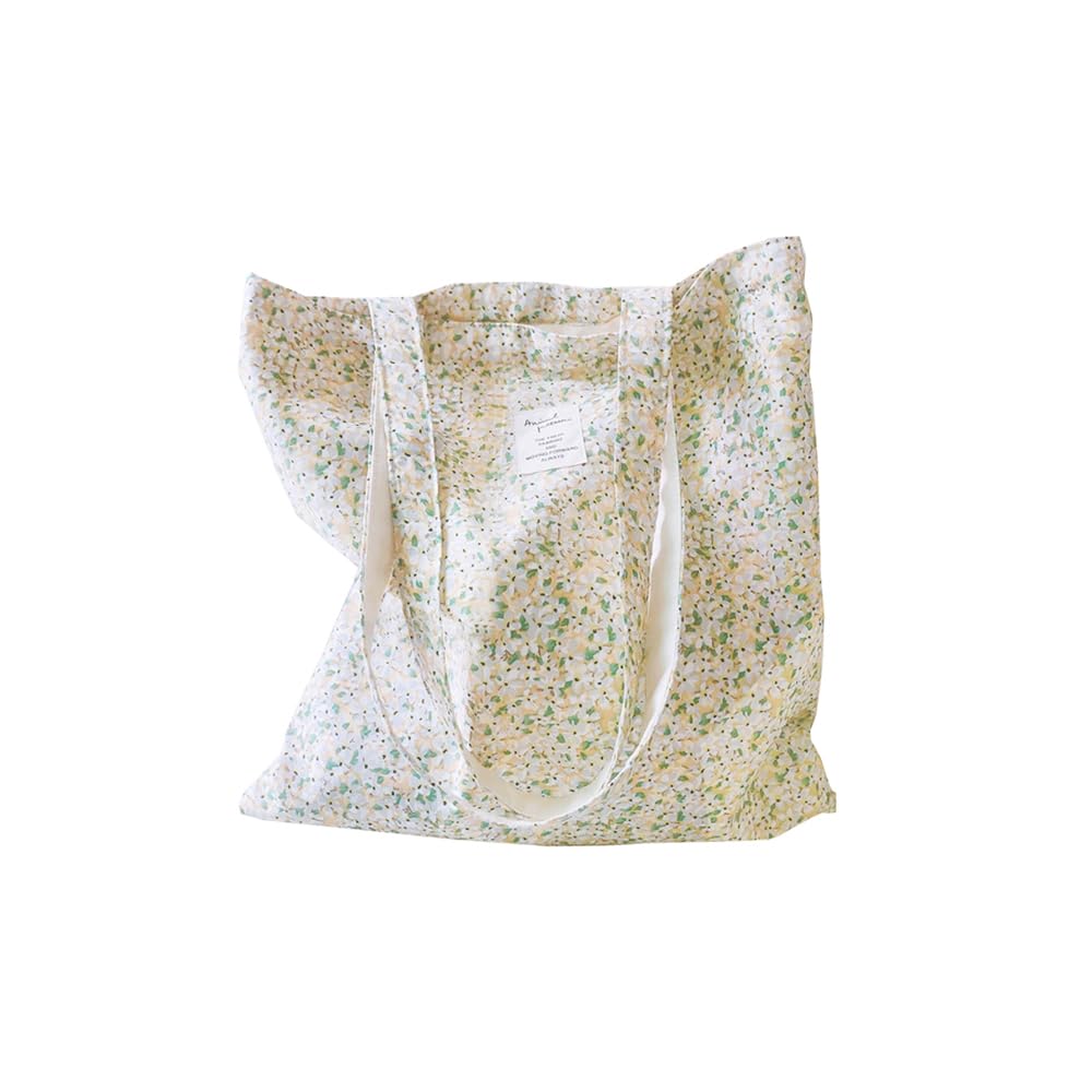 Kehpish Cotton Canvas Tote Bag Reusable Soft Grocery Cloth Bag Floral Shoulder Bag for Beach Travel Shopping