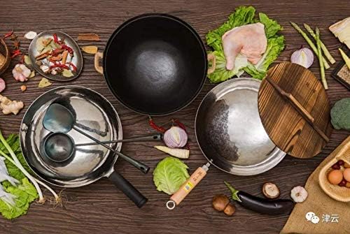 Wok de hierro martillado a mano ZhenSanHuan, 32 cm, mango de madera, apto inducción miniatura 2