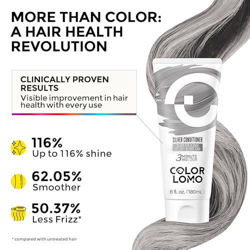 Image of COLORLOMO Color Depositing Conditioner, Semi Permanent Hair Color for Bleached, Highlighted & Color-Treated Hair, Hydrating Formula with Shea Butter & Almond Oil, 6oz-Silver
