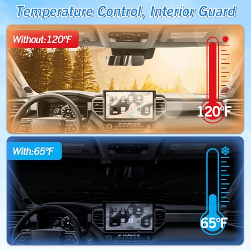 Image of KUST Windshield Sun Shade Umbrella for Toyota Tundra 2022 2023 2024 2025 2026 Rear Window Shades 100% UV Protection and Blackout Privacy 5PCS Car Window Covers Accessories