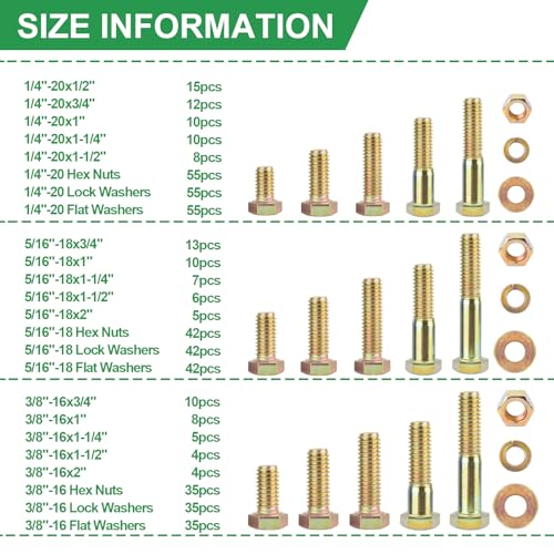 FOLIV 523PCS Grade 8 Bolts and Nuts Assortment Kit, Heavy Duty Nut and Bolt Assortment - image 4