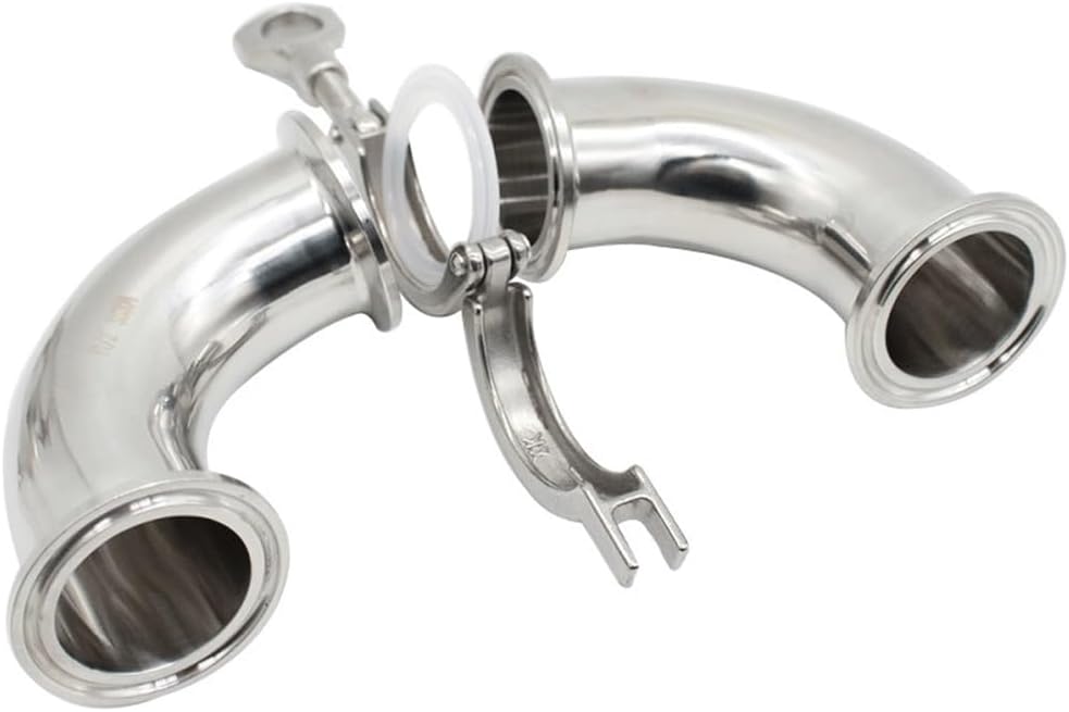 Feerule + Tri Clamp + Silicon Gasket 304 Stainless Steel Elbow Sanitary Fitting, for Home Garden Tri clamp Fittings(Size:19mmxFerrule25.4mm)