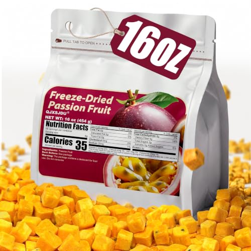 16oz Freeze Dried Passion Fruit Chunks, Bulk Sugar Free Dry Fruits Snacks
