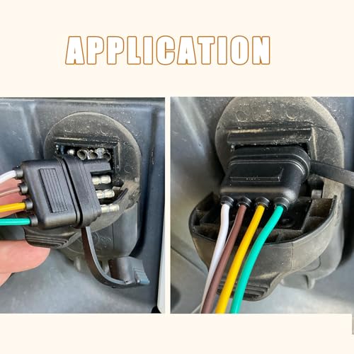 Image of 25 Inch 4-Way 4 Prong Trailer Wiring Harness Plug Male End Replacement Connector for Trailer Hitch Wire Multi-Purpose Ship Lamp Dust Cover with Trailer Side 4-Pin Trail Lamp Plug