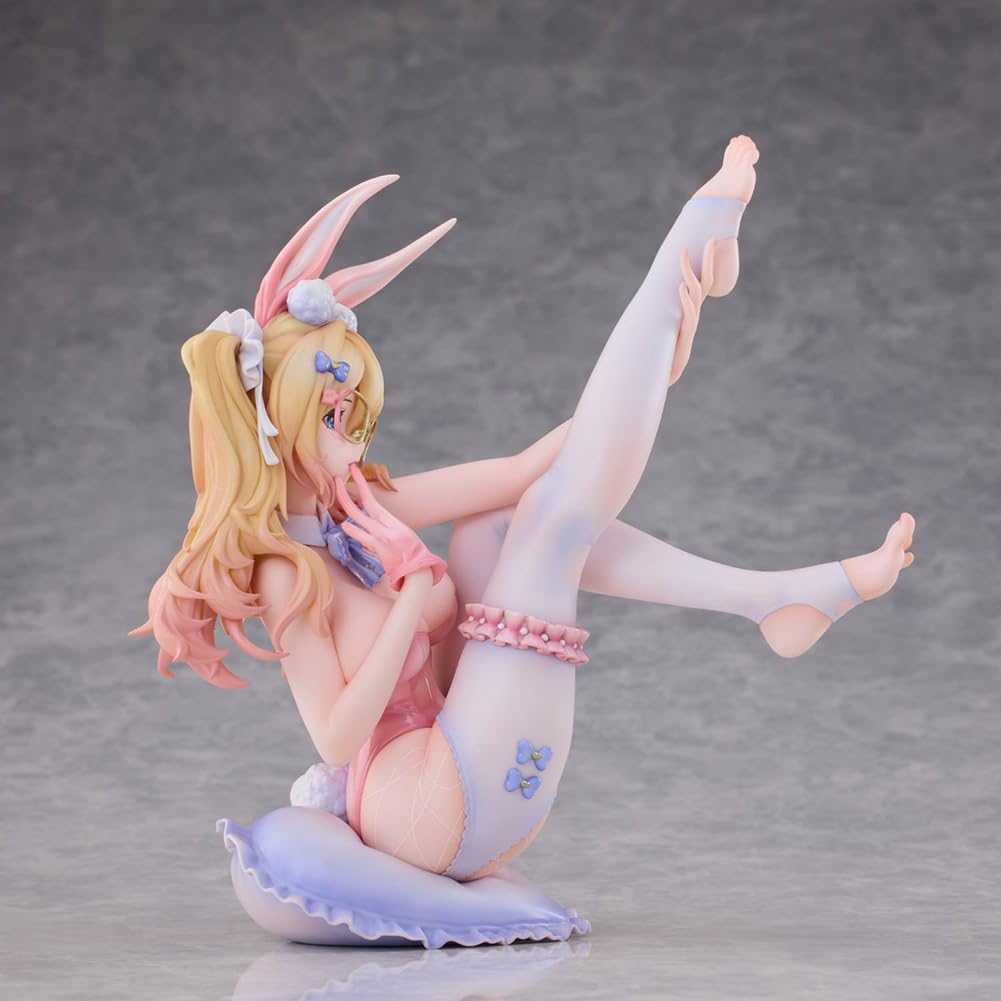 Zhongkaihua Figura ilustrativa de anime, conejita, figura de acción, pintura original, chica de belleza con gafas, modelo sentado, estatua, 17 cm, colección de decoración de PVC