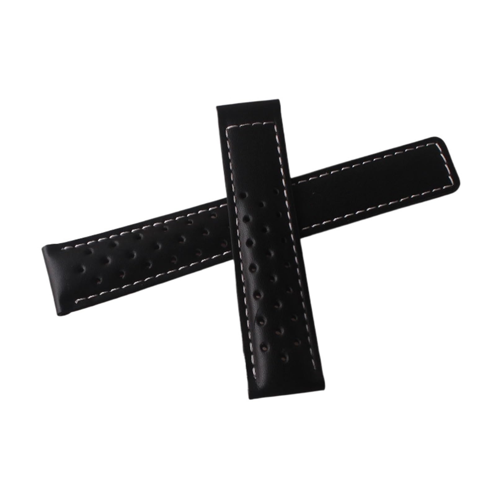 Correa de cuero premium de 20 mm con cierre de acero negro elegante para reloj de pulsera 8