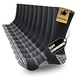 JOYNÉE 5 Pairs Mens Lightweight Athletic Crew Cushioned Breathable Work High Calf Long Boot Socks,Black,Sock Size:10-13