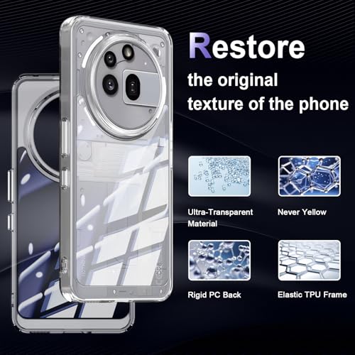 Image of Case for Nothing Phone 3a Pro, Military Grade Drop Protection Phone Case, Yellowing Resistant, Anti-Scratch Hard PC Back, Shockproof Hard Ultra-Thin Protective Cover, Clear