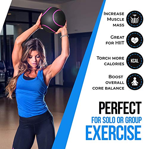DYNAPRO Medicine Ball | Exercise Ball, Durable Rubber, Consistent Weight Distribution, Comfort Textured Grip for Strength Training (6LB- Pink) - Thumbnail 3