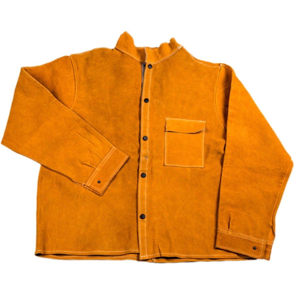 Veste de travail de soudage en cuir avec isolation thermique et traitement ignifuge intégral