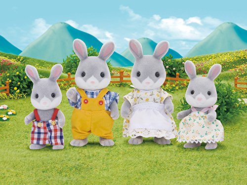 SYLVANIAN FAMILIES - Le Village - La Famille Lapin Gris - 4030 - Famille 4 Figurines - Mini Poupées & Le Village - La Table de Repas - 4506 - Meubles et Accessoires Poupée - Mini Poupées