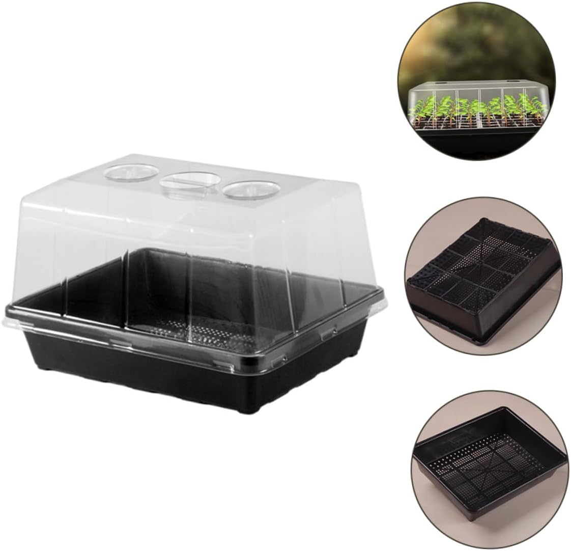 Seedling Tray with Dome Cover Germination Plate for Succulents and Carnivorous Plants, Raised Plastic Plant Starter Tray for Indoor Propagation and Leaf Cuttings