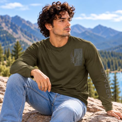 Image of Spyder Mens Long Sleeve T Shirt - Lightweight Crewneck Graphic Tee
