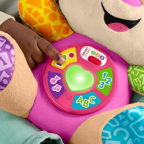 Fisher-Price bebekler için eğitici oyuncak, Eğlen ve Öğren Yaşa Göre Gelişim Köpekçiğin Kız Kardeşi Pembe, 6 ay ve üzeri bebekler için müzikli pelüş oyuncak, JFD34 - Görsel 3