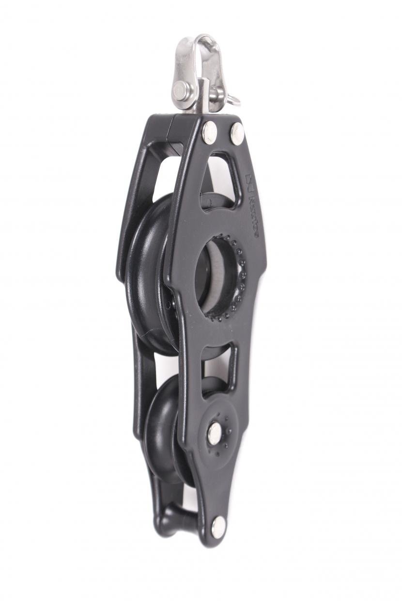 Nautos #92001-Organic line-Fiddle Swivel with Becket - 57 mm sheave Diameter-Aluminum & Composite for Less Friction and high Resistance. Sailboat Hardware