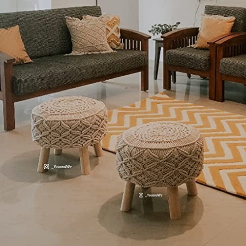 Pair of Square Corner Pouf Pouffe Stool Set of 2