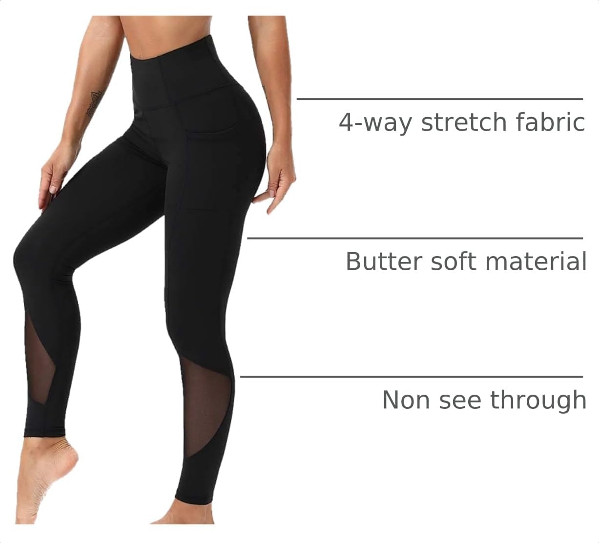 Workout Leggings for Women High Waisted Leggings 7/8 Length Soft Yoga Pants with Pockets image 3