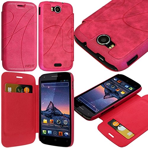KARYLAX Seluxion - Coque Housse Etui à Rabat latéral et Porte-Carte pour Wiko Cink Peax/Peax 2 Couleur Rose