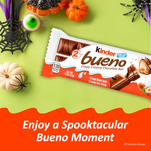 Kinder Bueno Milk Chocolate Bars, Crispy Wafer Hazelnut Cream Snacks, 20 Ct | Sweet treat snacks for adults, milk chocolate candy bars with crispy wafer and hazelnut cream, snack packs for sharing - image 3