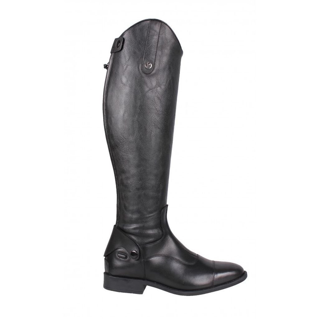QHP damskie buty do jazdy konnej, skórzane/syntetyk, szerokość łydki, czarny - czarny - 37 EU