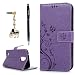 LG K20 Plus Case, LG K20 V Case, LG K10 2017 Case, YOKIRIN Wrist Strap Flip Kickstand PU Leather Wallet Cover Embossed Floral Butterfly with ID&Credit Card Holder 3D Elephant Dust Plug, Purple