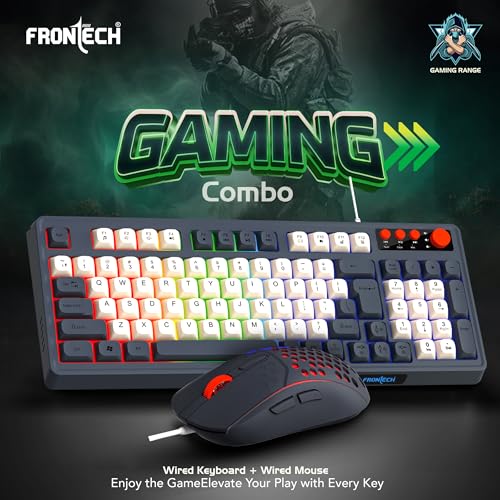 Frontech Wired Aero Blade Gaming Keyboard & Mouse Set | LED Rainbow Backlit | 94 Keys with 4 Hot Keys | USB Plug & Play | Up to 7200 DPI Mouse |... - Image 2