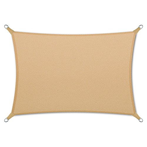 casa pura Sonnensegel mit Befestigungsset | für Garten, Balkon und Terrasse | wasserabweisend und atmungsaktiv | große Auswahl an Formen, Größen und Farben | Rechteck Sand 5x7 m + 4X Montagekit