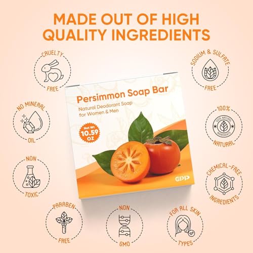 Image of GPP 2 PCS Persimmon Soap Bar for Body Odor Control, 3.53oz /per | Natural Body Wash Soap for for Old People Smell Eliminating Body Odor, Purifying Deodorizing Odor Eliminator for Women & Men