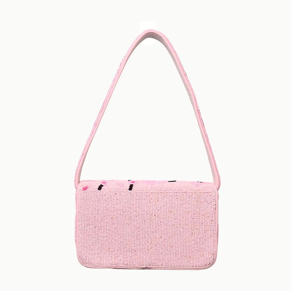 Indian Shelf Handmade Pink Beaded Shoulder Bag with Floral Embroidery Stylish Women Purse (with Box) - Image 7