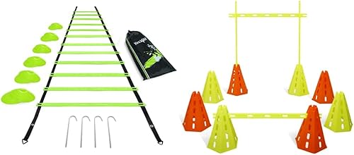 Yes4All Speed Agility Hurdles Cone Set Dog Agility Obstacle Training Pet Outdoor Games Agility Training Equipment with Carry Bag