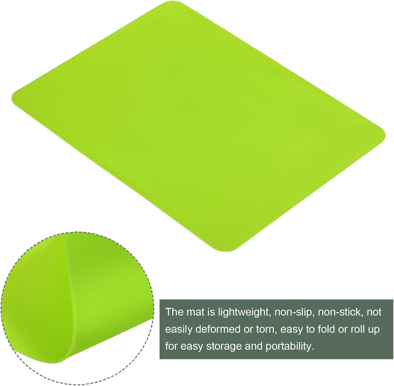 YOKIVE 2 Pcs Silicone Mat, Non-Slip Nonstick Sheets Protector | Heat Resistant Reusable for Home DIY Craft (Green, 11.73x9.06 Inch)
