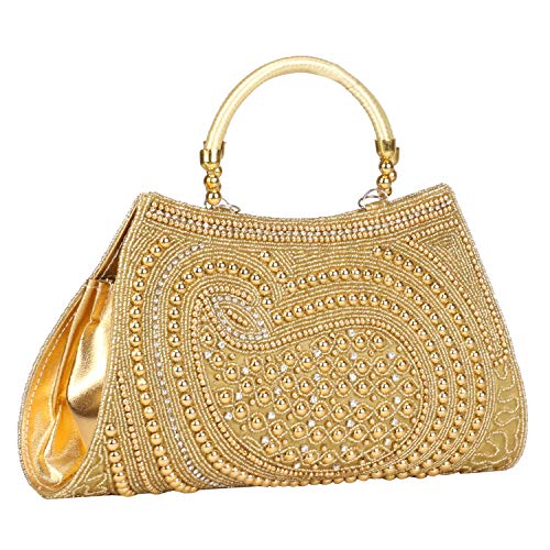 Vanya Handicraft Collection Women’s Latest Bridal/Wedding/Party Clutches (Golden)