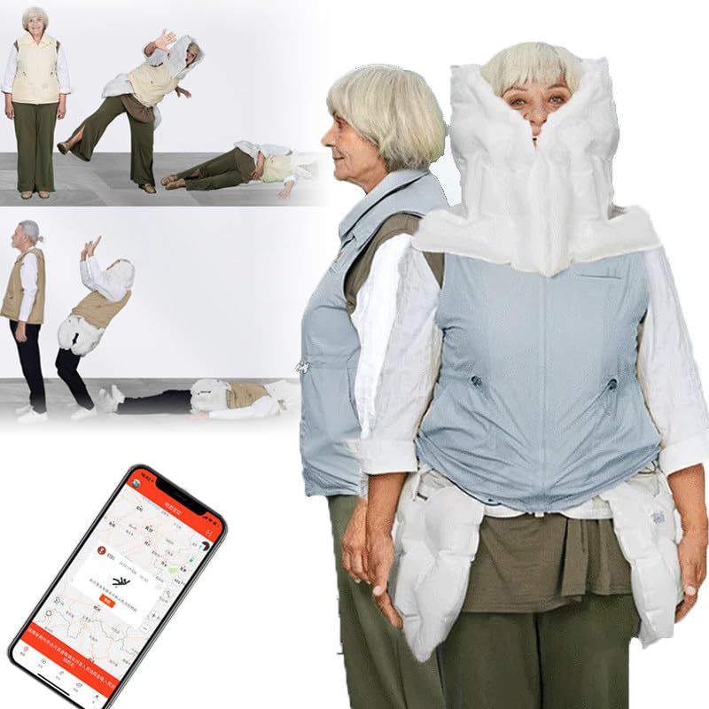 Chaleco Anticaídas Con Airbag Inteligente Para Personas Mayores, Con Activación Del Airbag En 0,01 Segundos Y Posicionamiento Por Bluetooth,Blue-L