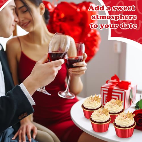 Image of 300 Pack Fiery Red Gold Cupcake Liners Disposable Foil Muffin Cup