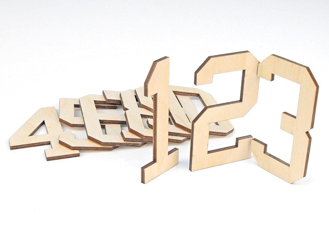 AmericanElm 0-9 Wooden 2.75 Inches Numbers Shape Cutouts for DIY Craft Hanging Tag Decoration Gift