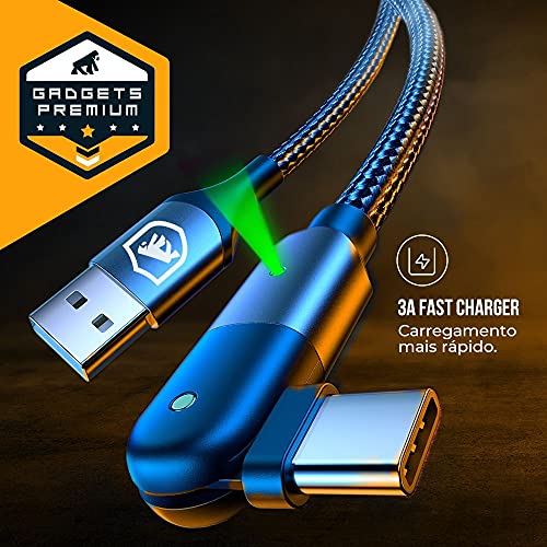 Gshield | Cabo Tank Gear USB-C para Tipo C Ajustável em 180º 33W Qualcomm 3.0 3A 1,2m - Material Nyl
