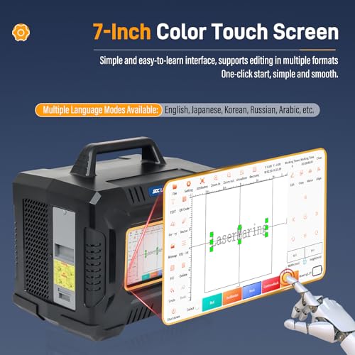 Image of SFX 60W Fiber Laser Marking Machine, Portable Handheld Laser Engraver for Metal, Wood & Leather, 100x100mm Working Area, Industrial Class 1 Laser Marker (0.39mW Output)
