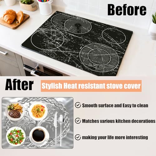Image of Anti-Slip Electric Stove Top Cover, Foldable Heat-Resistant Glass Stove Top Cover Protector, Multi-Scenario Use Dish Drying Mat 30 inchx21 inch